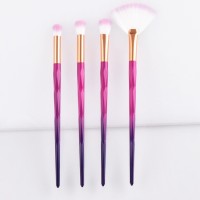 New 4PCS Diamond Blue Eye Makeup Brushes Set Cosmetics Eyeshadow Concealer Blending Fan Shape Make up Beauty Tools