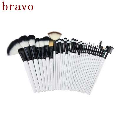 32pcs Pro Makeup white lip kit colors private label fan brush Set Cosmetics Tool Synthetic Powder Lipsticks Shadows Brush kit